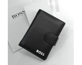 Мужское кожаное портмоне на застежке Boss (7702)