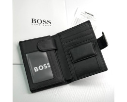 Мужское кожаное портмоне на застежке Boss (7702)