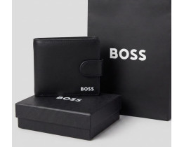Мужской кожаный кошелек на застежке Boss (7704-1), подарочная упаковка
