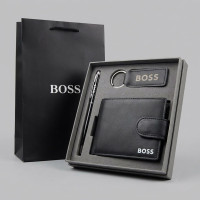  Чоловічий шкіряний гаманець на застібці Boss  (7704-3), подарункова упаковка