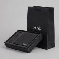 Мужской брендовый кошелек Boss с брелком (7705-2)