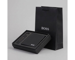 Мужской брендовый кошелек Boss с брелком (7705-2)