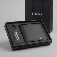 Мужской брендовый кошелек Boss с брелком (7705-2)