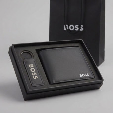 Мужской брендовый кошелек Boss с брелком (7705-2)