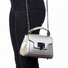 Женская сумочка на плечо Vera Pelle (7715) кожаная серебристая