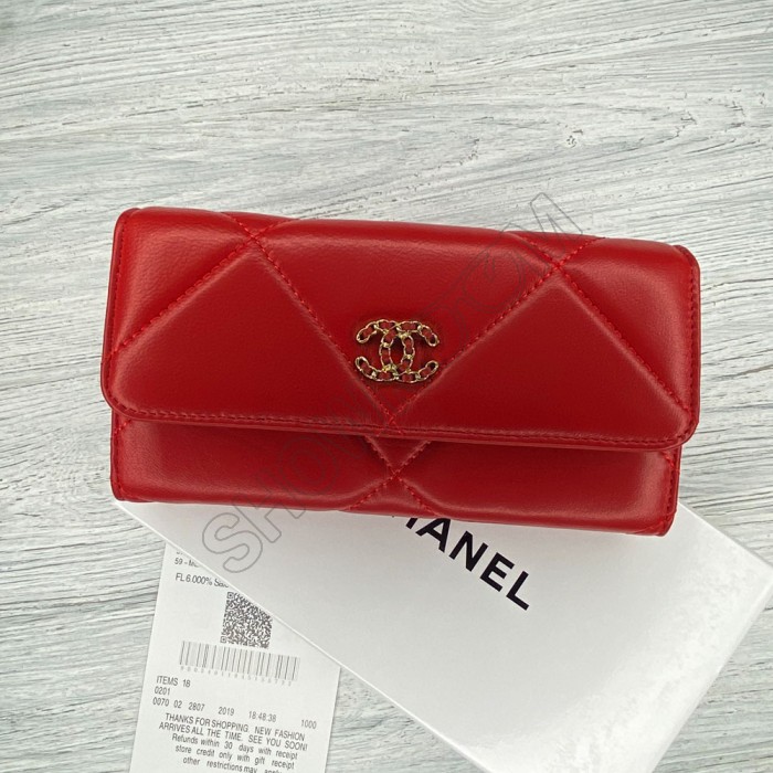 Кожаный женский кошелек Ch (8101) red Lux