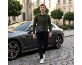 Брендова чоловіча сумка, барестка на плече Lacoste (82413) black