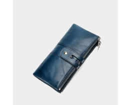 Жіночий синій шкіряний гаманець Leather Collection (8560) 