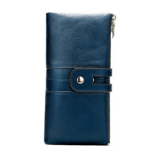 Женский синий кожаный кошелек Leather Collection (8560) 