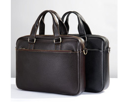 Мужская горизонтальная сумка на плечо Leahter Collection (5038) black