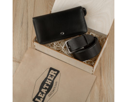 Набор подарочный для мужчин Leather Collection (кошелек и ремень) (LC005)