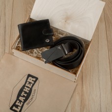 Подарунковий набір для чоловіка Leather Collection (портмоне і ремінь автомат) (LC007)
