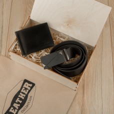 Подарунковий набір для чоловіка Leather Collection (зажим і ремінь автомат) (LC009)