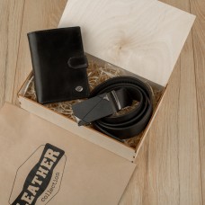 Подарунковий набір для чоловіка Leather Collection ( гаманець і ремінь автомат) (LC010)