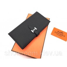  Жіночий чорний шкіряний гаманець Hermes (H-5123) Lux