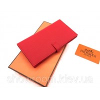 Женский красный кожаный кошелек Hermes (H-5123) Lux
