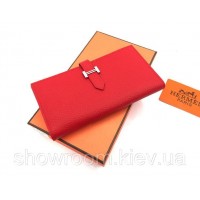 Женский красный кожаный кошелек Hermes (H-5123) Lux