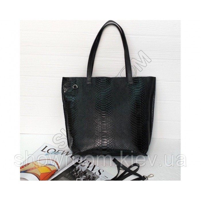 Женская кожаная сумка под рептилию Laura Biaggi (11-167) черная