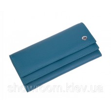 Женский кожаный удобный кошелек (1031) синий