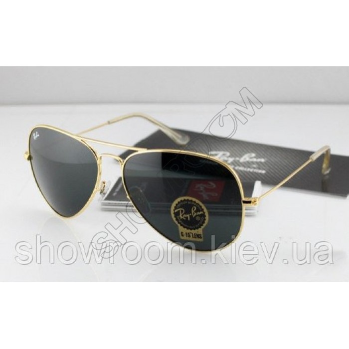 Мужские солнцезащитные очки RAY BAN aviator (золотая оправа)