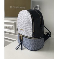Женский кожаный брендовый рюкзак Michael Kors Rhea Zip Blue Lux