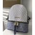 Женский кожаный брендовый рюкзак Michael Kors Rhea Zip Blue Lux