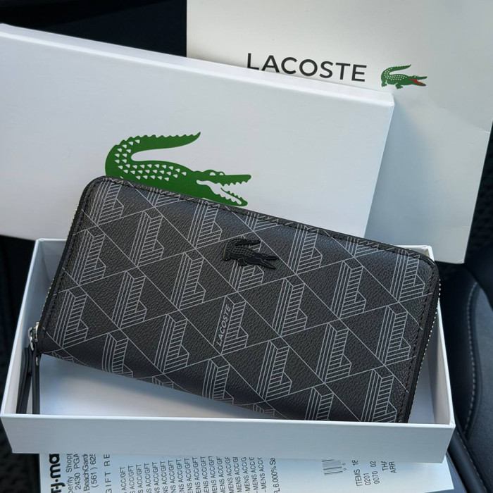 Мужской кошелек Lacoste на молнии (А7) black Мужской кошелек Lacoste на молнии (А7) black